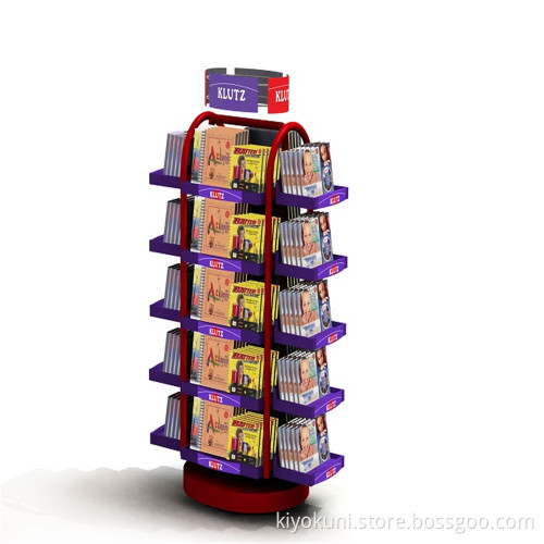 Rotary metal floor card display stands display for books and magazines